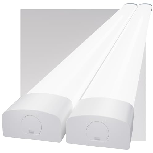Modlicht Neon LED 150CM, 45W 4950lm Blanc Froid 5000K Tube CONNEXION EN SÉRIE SIMPLE, Reglette IP65 Imperméable Luminaire Plafonnier pour Atelier, Sous Sol, Bureau, Hobby, Grange (2 Packs)