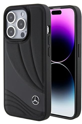Mercedes-Benz Mercedes MEHCP15X8ROLK Hülle für iPhone 15 Pro Max 6.7/'' Schwarz hardcase Leather Wave Patern