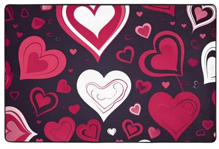 OPSREY Bedruckter Teppich mit Aufschrift Happy Valentine's Day, Heimdekoration, Bodenmatte, ästhetischer Teppich