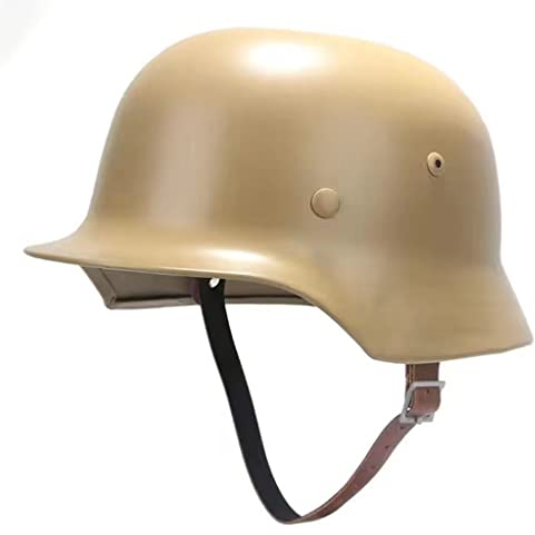 ZYHJAUP WW2 Helm, WW2 Deutscher Stahlhelm M35 Mit Mesh Net Hochfester Stahlhelm Aus Dem 2. Weltkrieg Helm Taktisch Widerstandsfähiger Militär-Kampfhelm Deutsch Mit Lederfutter Brown