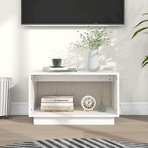 ShCuShan TV-Schrank Weiß 60x35x35 cm Massivholz Kiefer Fernsehschrank Lowboard Hängeboard schwebend