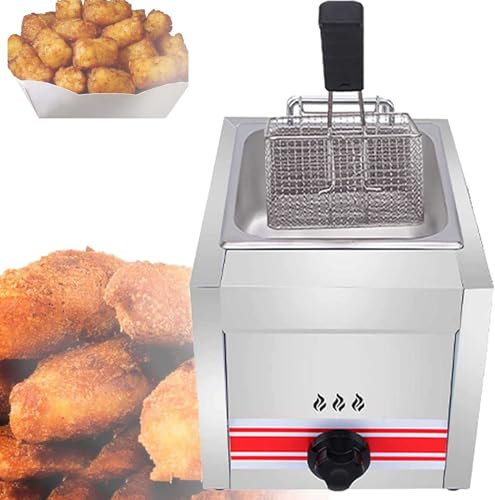 10L/20L/30L Professionnelle Friteuse à Gaz,Deep Fryer Friteuse à gaz Professionnelle, avec paniers et couvercles, pour frites beignets poisson,Singlecylinder10L