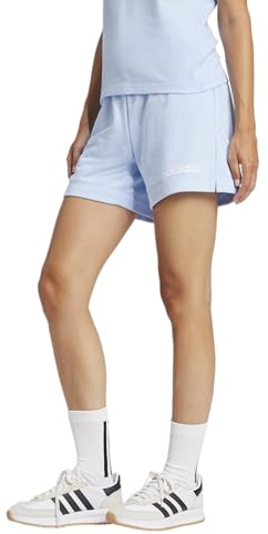 Adidas Damen Essentials Linear French Terry Shorts, Blau/Weiß, Groß