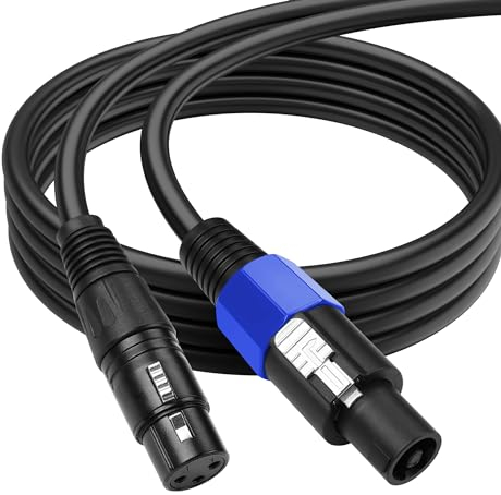 SinLoon Câble d'extension Speakon vers XLR 18 AWG vers XLR femelle à 3 broches avec verrou tournant pour amplificateur Pro DJ PA Stage (1,8 m Speakon mâle)