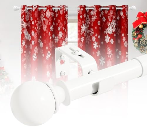 Bastoni Per Tende Moderni Allungabili Con Estremità Sferiche in Acciaio Inox - Per Camera Da Letto, Soggiorno, Camera Dei Bambini Bianco 70-143CM