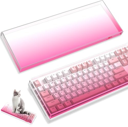 SELORSS Gaming Keyboard Dust Cover Mechanical Gaming Keyboard Cover Premium Clear Acrylic Keyboard Cover for 80% 87 Keys Computer Keyboard (Pink)