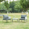 casa.pro Gartenmöbel Set Accettura 3-TLG. Garten Sitzgruppe Aluminium Gartentisch mit 2 Stühlen mit Kissen Sitzgarnitur Outdoor Metalltisch Balkonmöbel Set wetterfest Grau