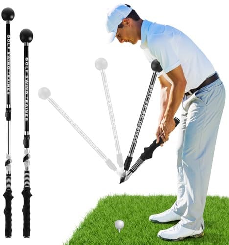 VIHBRAI Golf Swing Trainer Aid Adjustable,Retractable Golf Swing Training Aid for Improved Rhythm Balance,Lightweight Golf Grip Trainer with Ergonomic Grip,Golf Practice Stick for Chipping Hitting