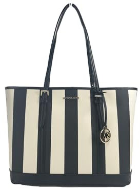 Michael Michael Kors Große Tragetasche, gestreift, Schwarz, schwarz und weiß