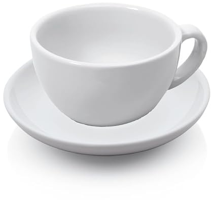 18x Cappuccino Tasse Obertasse + Untertasse Italia 200 ml weiß, Porzellan