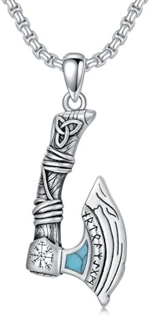 Wikinger Axt Kette Halskette 925 Stering Silber Viking Axt Anhänger Halskette Wikinger Schmuck Geschenke für Herren