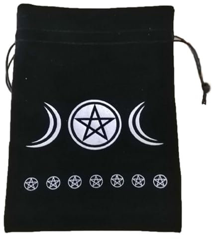 Youngwier Samt-Tarot-Beutel-Tasche - Pentagramm Tarotkarten Stoffbeutel Schmuckbeutel | 13x18cm Tarotkartenbeutel Würfelbeutel Tarotkartenhalter Schmuckbeutel Kordelzug Handgeschenkbeutel für