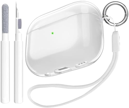 OTOPO for Airpods 4 Case Cover Clear with Cleaner Kit, Soft TPU Transparent Airpods 4th Generation Cover 2024, Clear iPod 4th Gen Case Protective Shell with Carabiner and Nylon Rope for Men Women