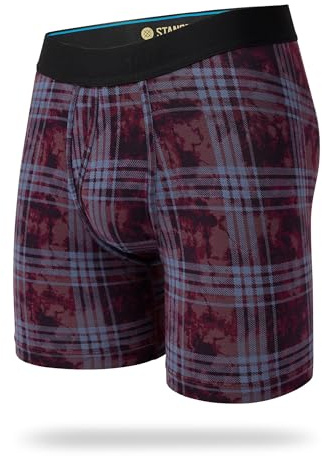 Stance Mad For Plaid Men's Boxer Briefs Butterblend Fig Patterned Underwear Shorts Large