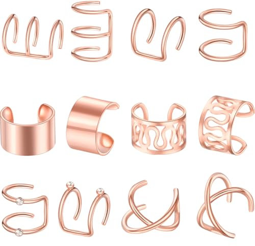 craspire 12 Stück Haarschmuck In Roségold Zopf Loc Schmuck Zopfperlen Haarmanschetten Aus Metall Charms Ringe Clips Haarzöpfe Dekoration Für Frauen Party Musikfestival Durchbrochene Geometrie