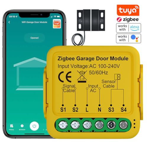 Weytoll ZigBee Gate Opener Intelligent Garage Door Controller Module Mobilephone Remote APP Control Compatible with Alexa and Home for Voice Control