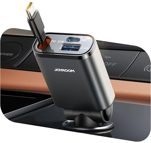 【2025 Ultra-kompakte】Einziehbares Zigarettenanzünder USB C,【3-IN-1】JOYROOM 57W 12V/24V USB Adapter Auto Zubehör, Geschenk für Vater & Mutter, Auto Ladegerät Schnellladegerät für iPhone 16/Samsung S25