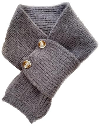 YGSIKY Kurzer Schal mit Kreuzstrick und Knöpfen, Kleiner Strickschal, Damen-Winterkragenschal, Warmer Häkelschal für den Winter, Strickschal mit Knopf für Teenager Mädchen