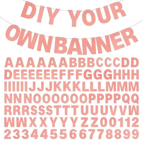 DIY Banner Kit with Letters Glitter Rose Gold Customizable Birthday Graduation Banner Custom Party Hanging Banners for Graduation Wedding Party Baby Shower Decoration (Rose Gold)