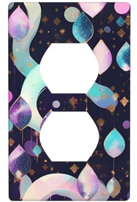 Interrupteur décoratif avec joli motif brillant, plaque murale de prise de réceptacle duplex, taille standard, polycarbonate, brillant