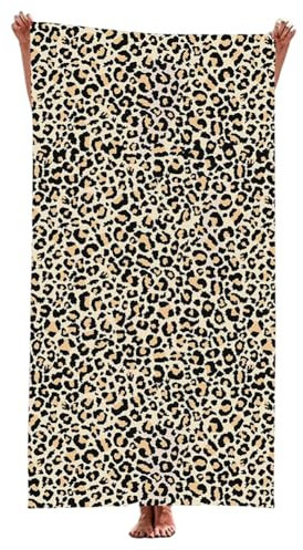 KDFSSIPE Handtücher mit Leopardenmuster, Leopardenmuster Strandtuch, Badetuch für Badezimmer, Küche, Zubehör, Hotel, Spa, Valentinstag, Muttertag, Hochzeit 75 * 150cm