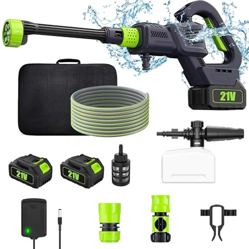 Rondella ad alta pressione a batteria da 3000 W, 200 bar, testina multifunzione 6 in 1, display digitale con regolazione a 3 livelli, pistola ad acqua portatile senza fili, idropulitrice con batteria