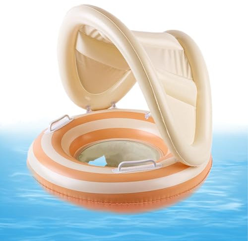 Rrlihjgu Flotteur De Piscine Bébé avec Toit Anti-UV | Siège Flottant Gonflable - Apprentissage de Natation Réglable avec Ombrelle pour et Bébés Activités Extérieures