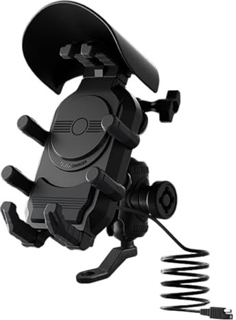 Dmuzsoih Porta Cellulare Moto, Supporto Per Telefono Per Manubrio Della Moto, Portacellulare Manubrio Con Caricabatterie Con Caricabatterie Wireless A Ricarica Rapida Per Smartphone