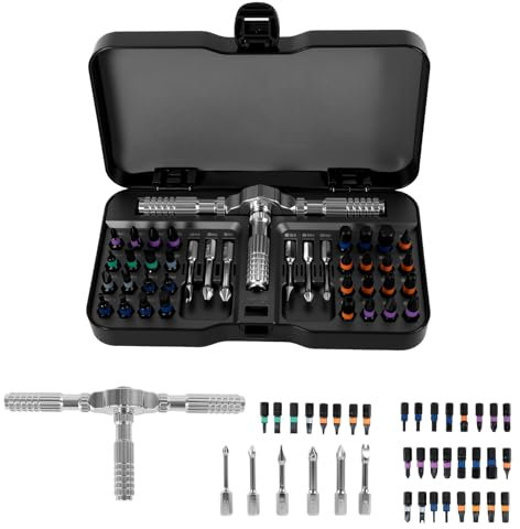 40-in-1 Magnetic Ratchet Screwdriver Set, S2 Steel Bits, Multi-Form Ergonomic Handle, Flexible Shaft, Compact Repair Tool Kit for Furniture, Electronics, Bicycles – Black