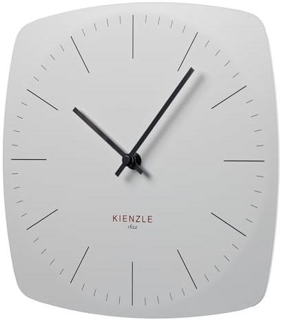Kienzle DCF Funkwanduhr Modern Rahmenlos - Automatische Zeiteinstellung, Geräuschloses Uhrwerk, Wanduhr für Wohnzimmer & Büro, Weiß, 246 x 246 mm