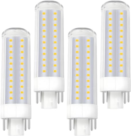 Noobibaba G24Q LED Bypass GX24 4-Pin Base LED Bulb 10W 120V 4000K, Compatible with GX24Q-1/GX24Q-2/GX24Q-3, 18W/23W CFL Replacement for Kitchen Downlight, Natural White, 4-Count (Must Remove Ballast)