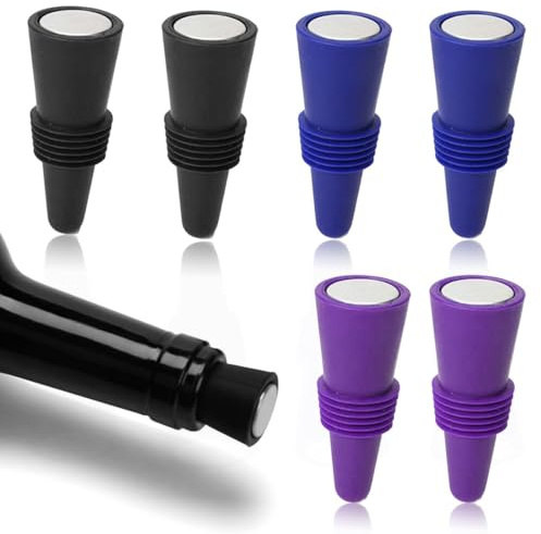 JYNXOR 6 Pezzi Tappo Riutilizzabile per Bottiglie di Vino Spumante, Tappi per Bottiglie di Vino, Tappo in Silicone per Bottiglie di Vino per Birra, Champagne, Prosecco, Uso Domestico
