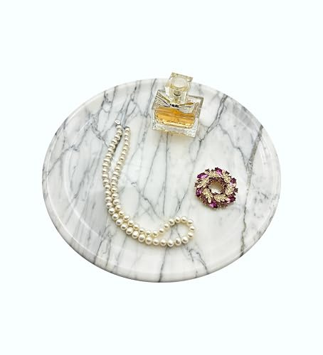 Marmor Natural Calacatta Marble Tray, Luxury Vanity Tray for Bathroom Counter, Perfume Organizer, Jewelry Tray, Candle Holder Decor, Kitchen Countertop Organizer, Elegant Home Decorative Tray Gift