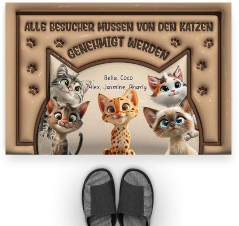 Geschenke Mall Personalisierte Fussmatte - Alle Besucher Müssen Von Der Katze Genehmigt Werden - Fussmatte Katzen Personalisiert, Fußmatte für Katzenliebhaber (#5)