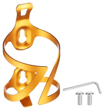 QUARKZMAN Portaborraccia Per Bicicletta Leggero In Lega Alluminio Oro | Per MTB Mountain Road Gravel, Gabbia Portabottiglie Bici, Con Viti