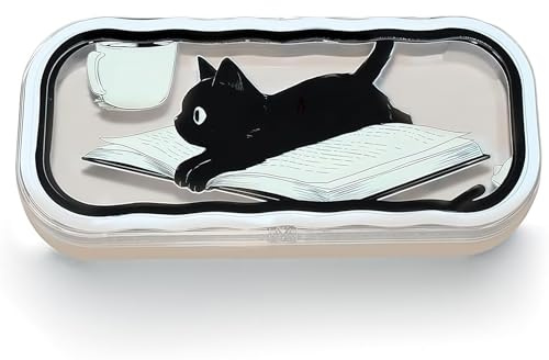 AstraGlam Brillenetui Hardcase, Süße Katzen Schleife Herz Transparente Brillenbox, Sonnenbrillen Lesebrille, Tragbares Brillenetui für Damen, Herren Kinder mit Reinigungstuch