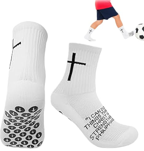 FrostyFlair Grip Socken Fußball 39-46, 2 Paar weiße Fußballsocken & Grip Socks, Pairs of Football Socks mit Cross für Männer & Frauen, Fußball & Basketball Socken