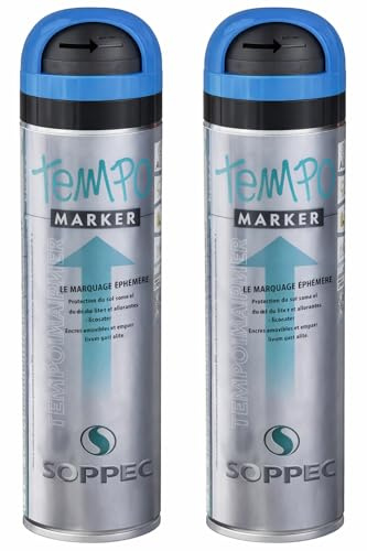 PEGANE Lot de 2 Bombes pour marquage temporaire 500 ML de Couleur Bleu de 5 à 15 Jours