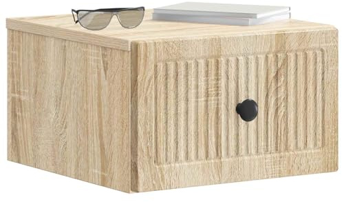 vidaXL Wandmontierter Nachttisch Sonoma-Eiche 33 x 34,5 x 20 cm, Vintage Stil Schrank, rechteckige Wandablage, große schwebende Regale, kompakter Wand-Schreibtisch