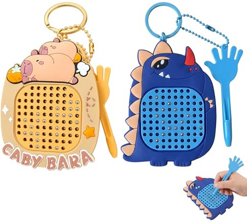 FIQLUL 2 Stück Magnetische Zeichentafel Unisex Kinder - Magnetspiel ab 3 Jahre, Zaubertafel mit Magnetischem Stift und Stahlkugeln, Pädagogisches Reisespielzeug für Jungen & Mädchen, Blau/braun