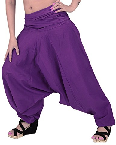 Indian Cottage Crafts Damen Haremshose Baumwolle Baggy Yoga Afghani Genie Indische Aladin Kastanienbraun Hose, Damen, violett, Approx 40 Inches