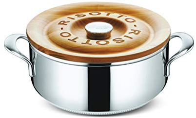 Lagostina Risottiera - Olla para risotto con tapa de acero y madera, 24 centímetros, 3.5 litros
