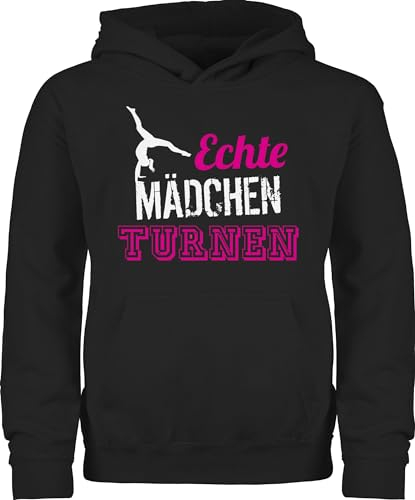 Kinder Hoodie Jungen - Sport Kleidung - Echte Mädchen turnen I Geschenk Turnerin - 152 (12/13 Jahre) - Schwarz - turn-pulli 25. geburtstag turn pullover turnpulli turner pulli richtige gymnastic