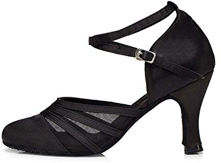 Naudamp Scarpe da Ballo da Ballo Latino da Donna Scarpe a Punta Chiusa Tacco Alto Raso Mesh Salsa Tango Valzer Scarpe da Ballo di Danza Sociale