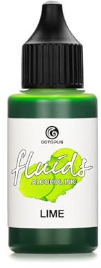 Octopus 30ml Fluids Alcohol Ink LIME, Encre à alcool pour Fluid Art et Resin Art, vert
