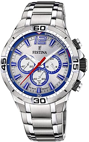 Festina Herren Analog Quarz Uhr mit Edelstahl Armband F20522/1
