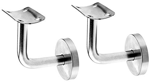 2tlg. Handlaufhalter Handlaufträger Geländerhalter aus Edelstahl Handlauf Geländer Wandhalter Zubehör 48mm x 30mm