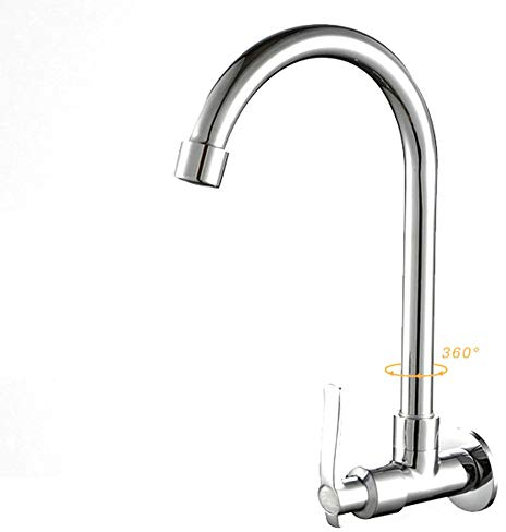 Grifo monobloque de cromo con rotación de 360° para grifo de cocina, 6 tipos Montado en la pared Montado en la pared de agua fría Grifo de cocina giratorio universal para vegetales - Plateado
