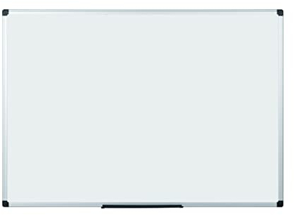 Bi-Office Magnetisches Whiteboard Maya, 105 x 75 cm, Lackierte Stahloberfläche, Trocken Abwischbar, Memoboard mit Aluminiumrahmen und Stifteablage, Magnettafel