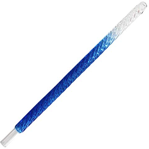Shisha King® Shisha Glasmundstück 35cm | gedrehtes Mundstück aus Glas - Shishamundstück coole Farben im Unicorn Style (Blau)